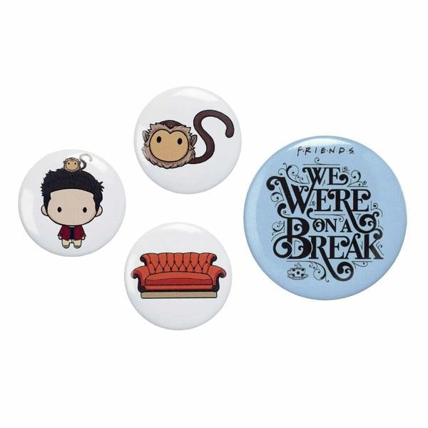 FRIENDS TV Show Set of 4 Ross Button Badges  Multi
