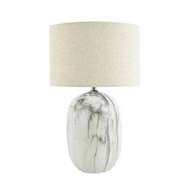 Marble Effect Ceramic Table Light Base with Gloss Glazing and Satin Nickel Trim Image 3