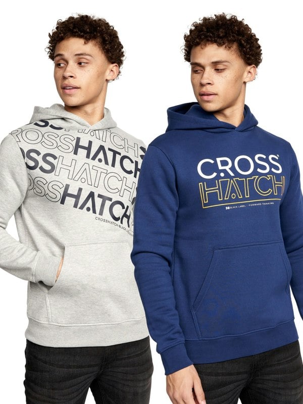 Crosshatch Shardo Hoodie 2pk Navy/Grey Marl