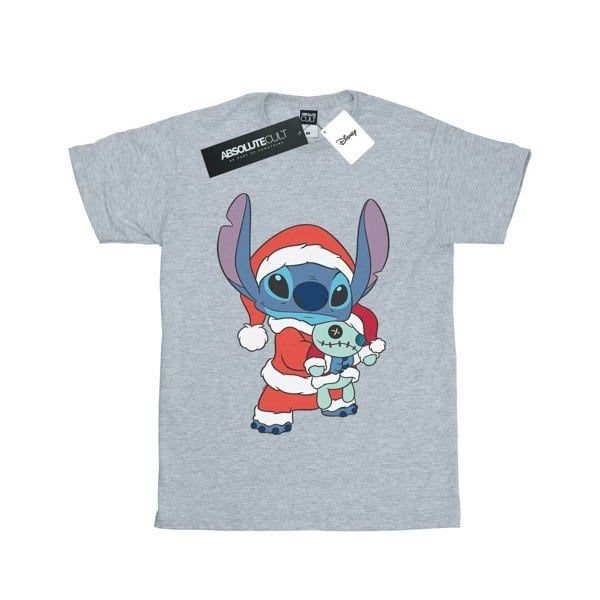 Disney Womens/Ladies Lilo And Stitch Stitch Christmas Cotton Boyfriend T-Shirt - Sports Grey