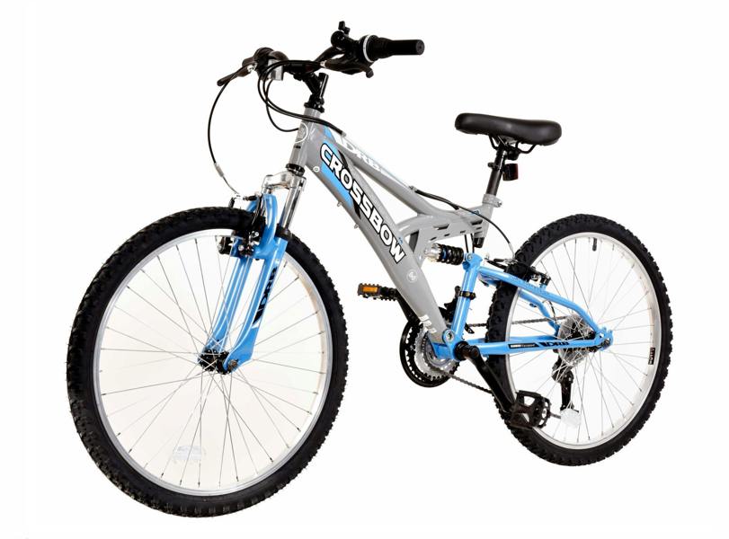 Dallingridge Crossbow Junior Full Suspension Mountain Bike, 24" Wheel - Grey/Blue