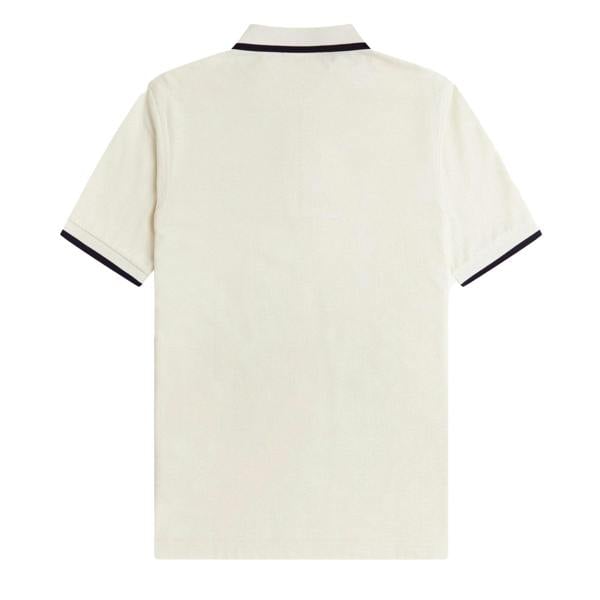 Fred Perry Crepe Pique Zip Neck Polo Shirt Ecru
