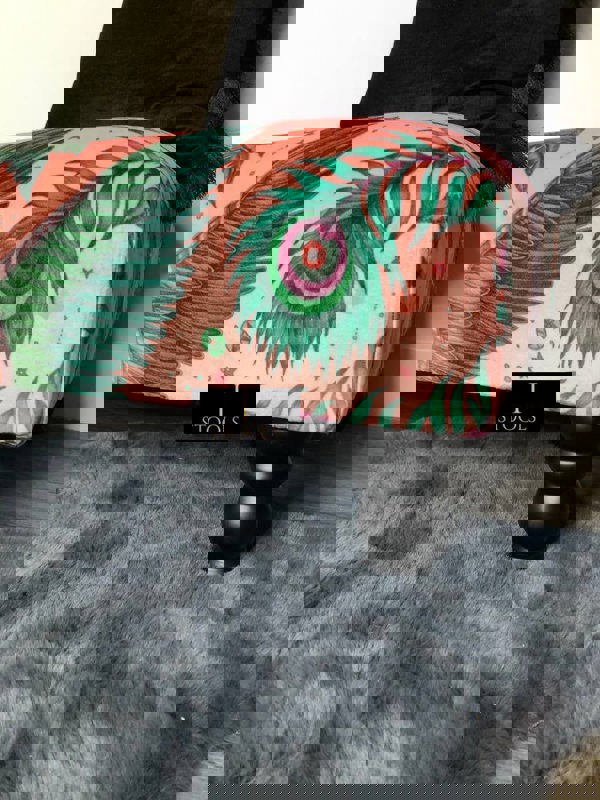 ISTOOLS Lynx Printed Fabric Footstool – Stylish Handmade Ottoman & Footrest for Home Décor