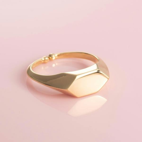 Adjustable Gold Plated Geometric Signet Ring for Women - namana.london