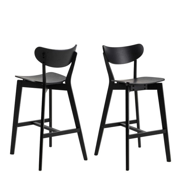 Wyld Haus Set of 2 Saffron Black Wooden Bar Stools