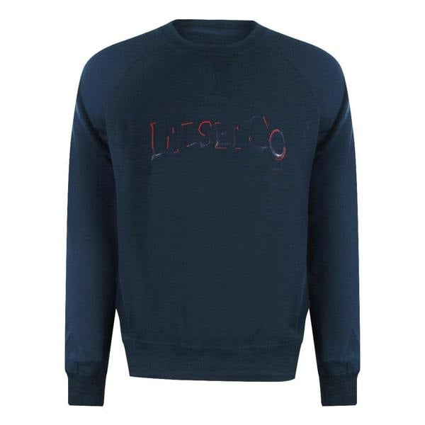 Diesel Mens Total Eclipse Distressed Logo Raglan Sweatshirt - Blue - 