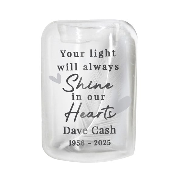 Personalised Memento Company Personalised In Our Hearts Memorial Feather Tealight Holder