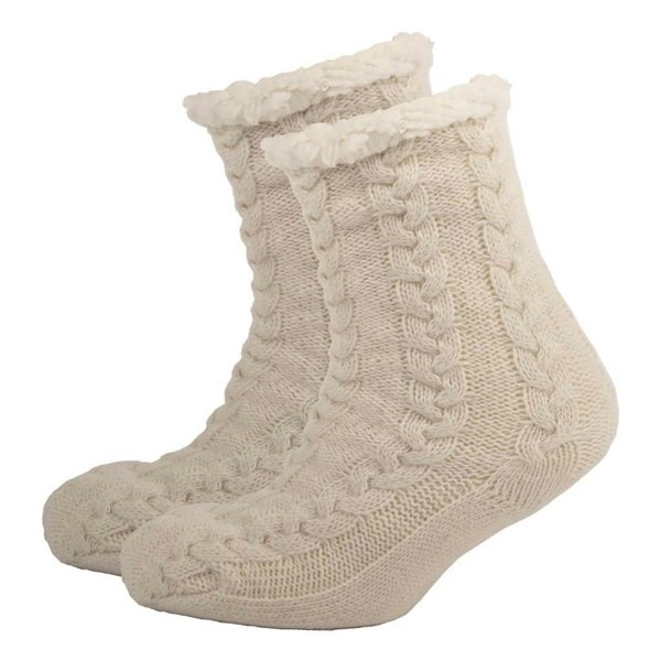Aran Traditions Aran Cable Slipper Sock - Cream