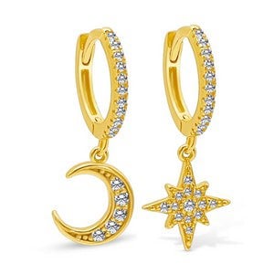 Gold Trip Moon & Star Huggie Hoops