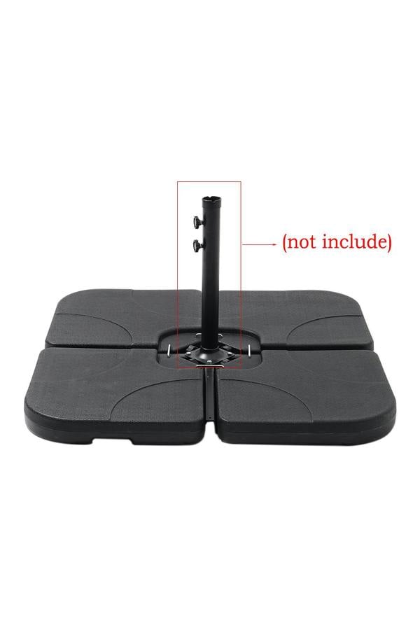 Living and Home Black HDPE Square Cantilever Parasol Base Weight - 4pc 48mm Portable Garden Umbrella Base,60/80KG Fillable for Parasols