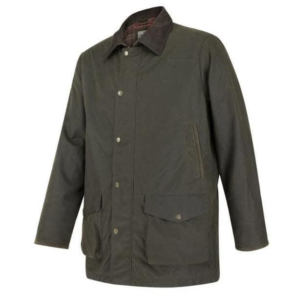 Olive Green Hoggs of Fife Caledonia Men's Wax Jacket with large pockets