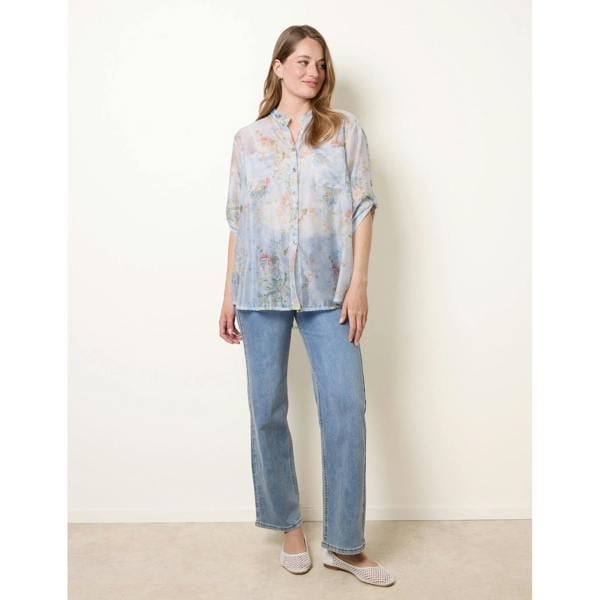 Blue Vanilla Sheer Floral Shirt