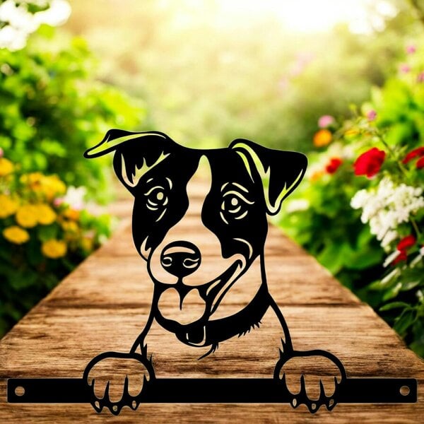 EDH Door Hardware Metal Jack Russell Peeking Dog Silhouette – 22.5cm x 32cm | Durable Outdoor & Indoor Wall Art for Garden, Fence, or Home Décor