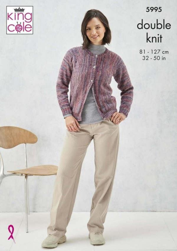 King Cole Homespun Prism DK Knitting Pattern 5995, Cardigans for Women, 32 - 50 Inches