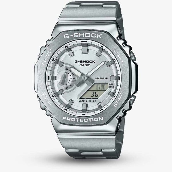 Casio G-Shock Metallic Silver Dual Display Watch GM-2110D-7AER