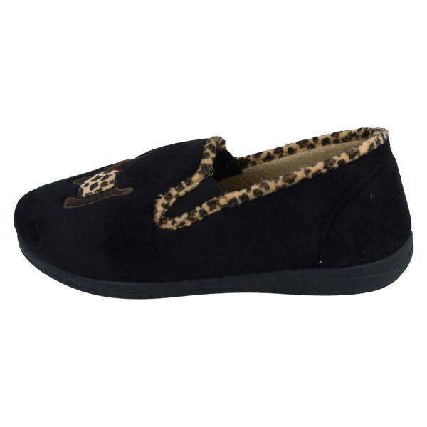 Padders Ladies Padders Wide Fitting Slippers With Dog Detail Dandie