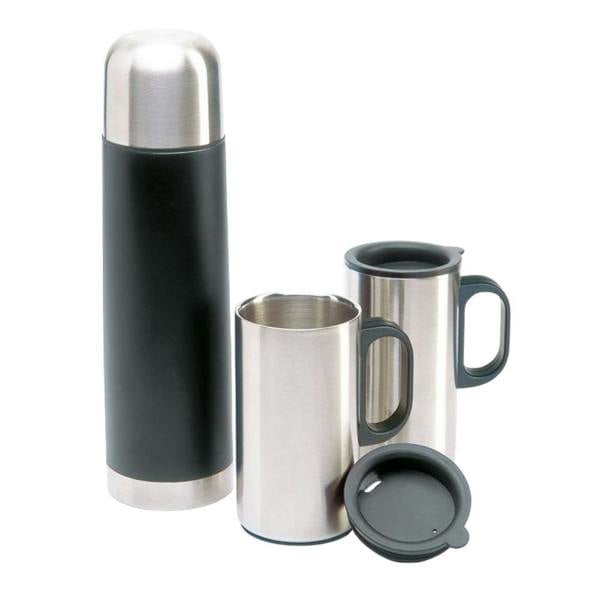 MidOcean Isoset Vacuum Insulated Flask & Cup Set (Pack of 3) - Black - 