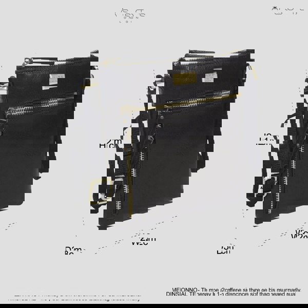 Assots London 'RUE' Black Polished VT Real Leather Crossbody Bag