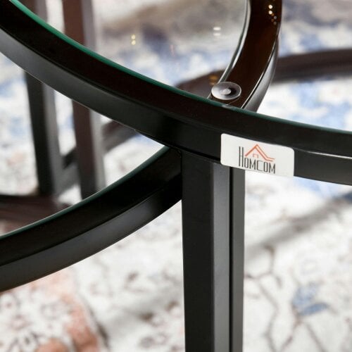 Wyld Haus Nase Black Metal And Glass Clear Set Of 2 Nesting Coffee Tables