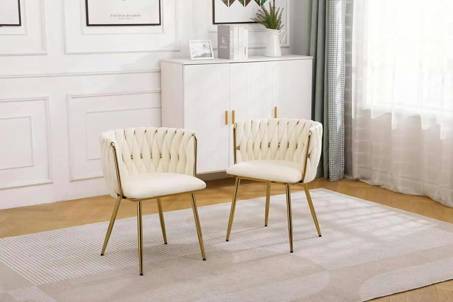 HYGRAD BUILT TO SURVIVE Modern Velvet Accent Dining Chairs, Gold Legs – Set of 2 | HYGRAD®