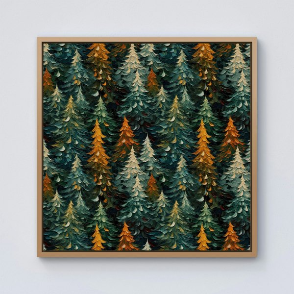 Warren Reed Impasto Style Christmas Trees Framed Canvas