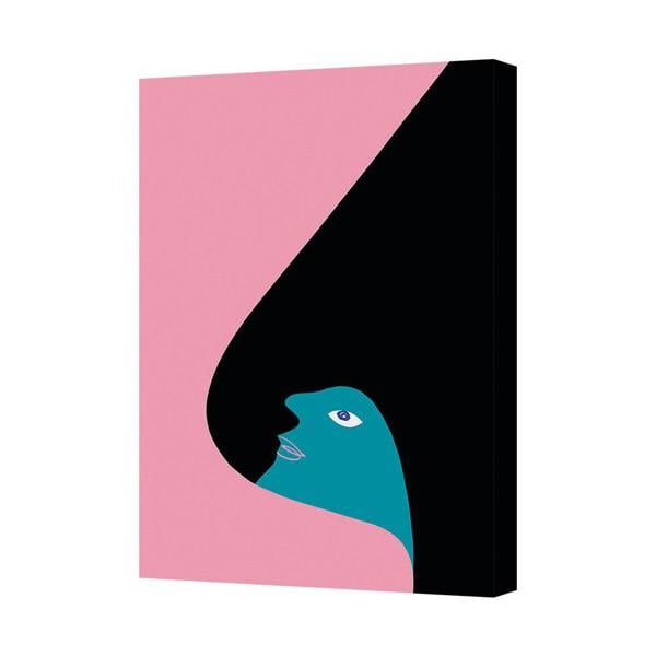 Benjamin Tate Design Modern Abstract Face Silhouette Canvas Wall Art Pink Black Teal 7674