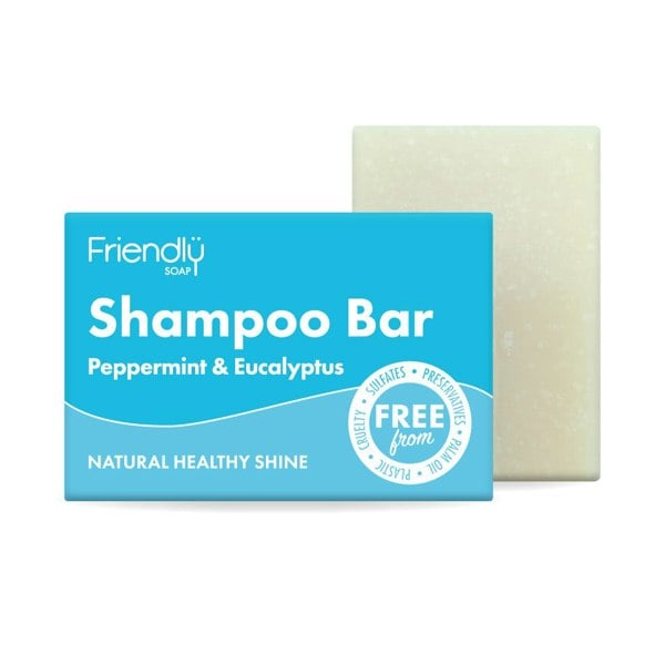 Friendly soap peppermint and eucalyptus shampoo bar with pack