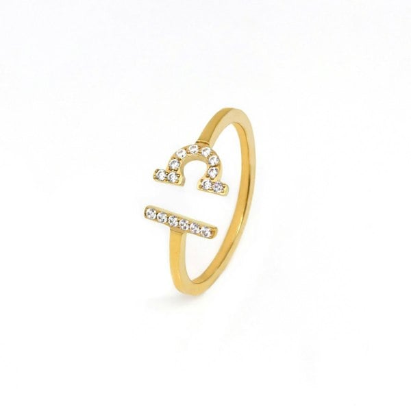 Say It With Libra Ring with CZ Stones - Yellow Gold Plated