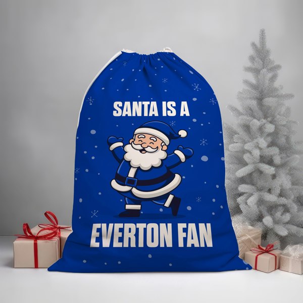BritishmadeGifts Santa is a Everton Fan - Football Fan Santa Sack