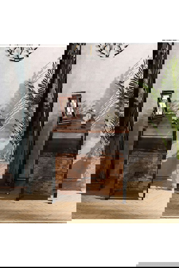 Living and Home 55cm W x 51cm D x 56cm H Industrial 1 Drawer Bedside Table Bedroom