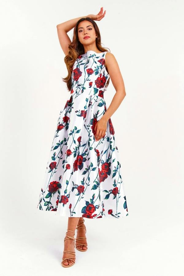 LuvForever White Floral Long Dress