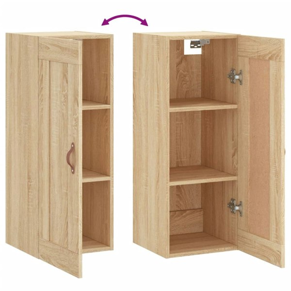 Berkfield Wall Mounted Cabinet Sonoma Oak 34.5x34x90 cm Engineered Wood