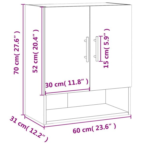 Berkfield Wall Cabinet White 60x31x70 cm Engineered Wood