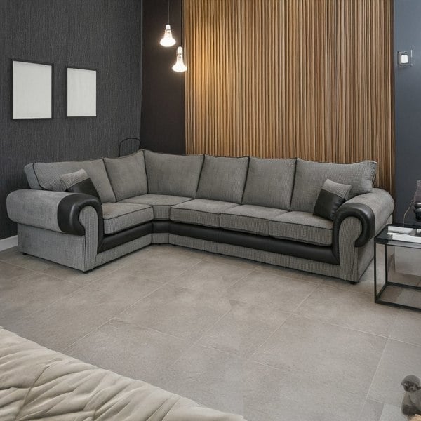 Furnishings For Less Portland Mixed Fabric Cord 5 Seater L Shape Corner Sofa