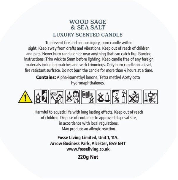Fosse Living Wood Sage & Sea Salt Scented Candle
