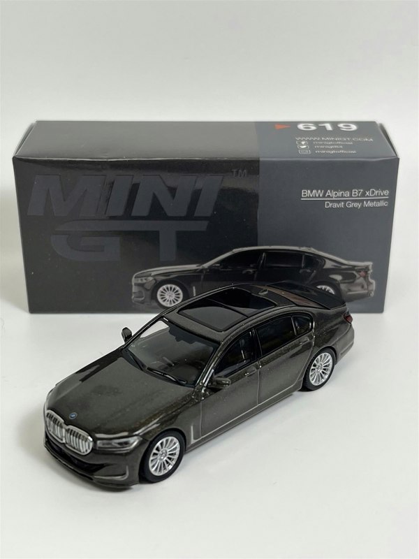 Mini GT BMW Alpina B7 xDrive Dravit Grey Metallic LHD 1:64 Scale Mini GT MGT00619L