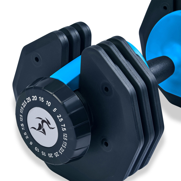 Strongology Urban25 Home Fitness Black and Blue Adjustable Smart Dumbbell from 2.5kg up to 25kg Training Weights