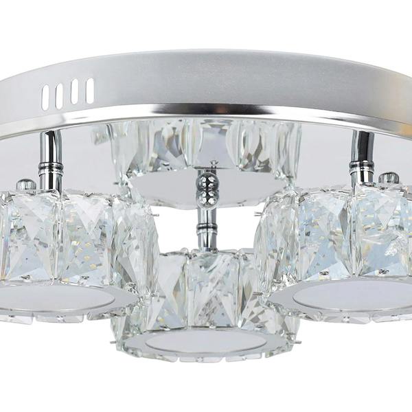 Pagazzi Lighting Dilan 3 Light Polished Chrome & Crystal LED Flush Ceiling Light