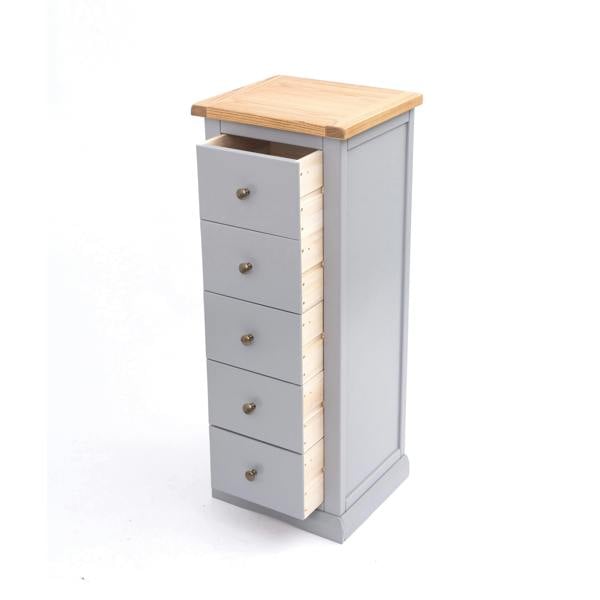 Cabinet Bits Rocca 5 Drawer Narrow Chest of Drawers Brass Knob