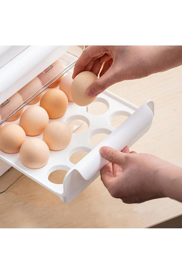 Living and Home 2-Layer 32 Grid Egg Storage Drawer Box Transparent