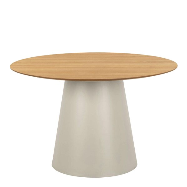 Wyld Haus Hamburg 120cm Round Oak Veneer Dining Table Pillar Steel Base