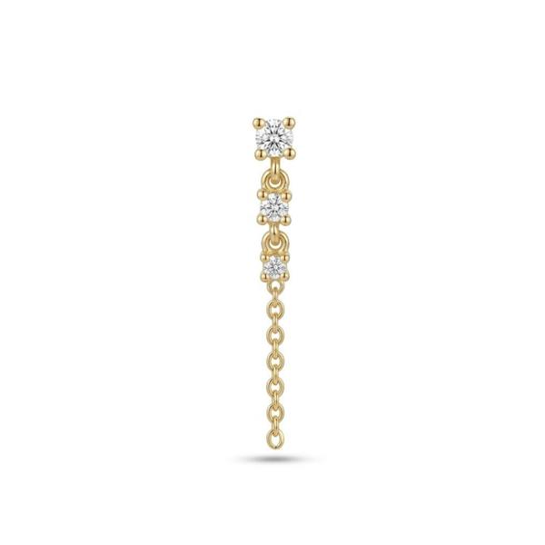 Spero London Fine Diamond Linked Tennis Earring in 14ct Solid Gold - Single