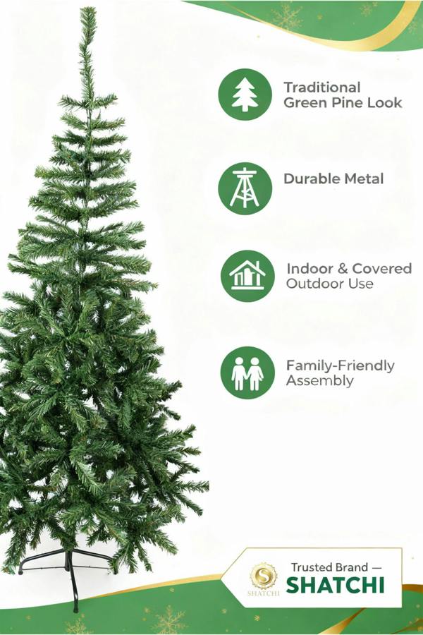4ft, 5ft and 6ft Artificial Green Boston Pine Christmas Trees, PVC with Metal Stand image 8