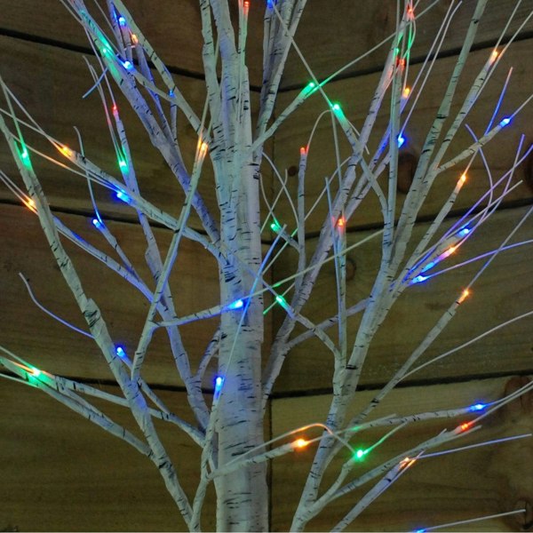 Samuel Alexander 2.4m Christmas Outdoor Birch Tree with 136 Multicoloured LEDs