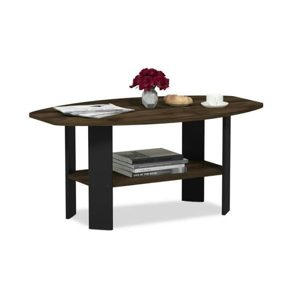 WALPLUS Simple Design Coffee Table, Columbia Walnut/Black Stylish Easy-Assembly Design For Small Spaces (Walnut, Black)