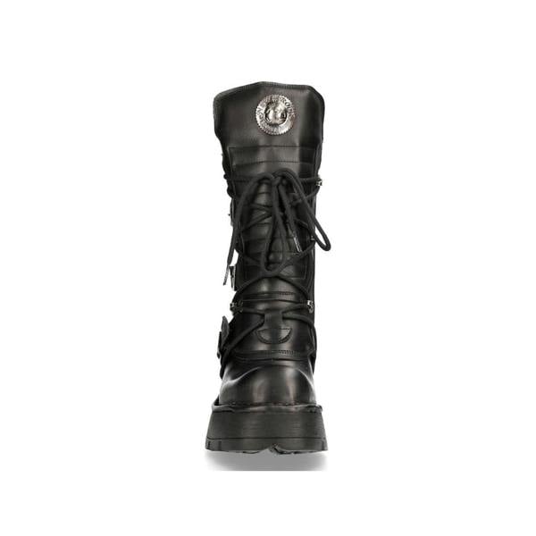 New Rock Women’s Leather Gothic Mid-Calf Boots-373-S33