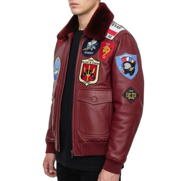 Leather Company Men's Cowhide Top Gun Maverick Leather Aviator Bomber Jacket