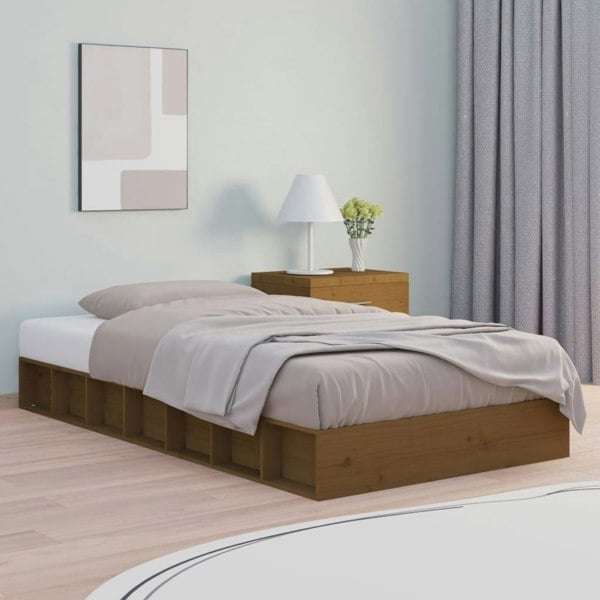 Berkfield Bed Frame Honey Brown 75x190 cm Small Single Solid Wood