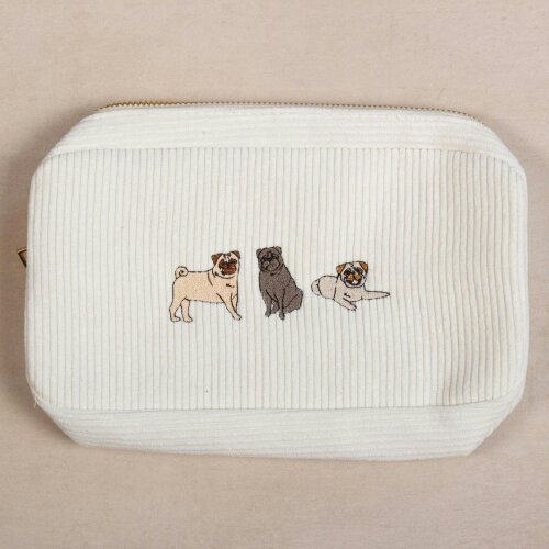 Mylee London Pug Embroidered Make-Up Cosmetics Bag