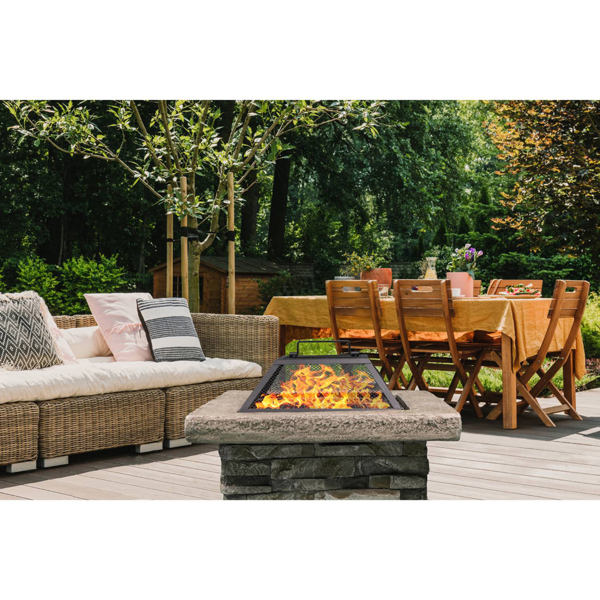 Centurion Supports Fireology VIETRI Majestic Garden and Patio Heater Fire Pit and Barbecue with Eco-Stone Finish